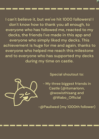 Thank you all for 1000 followers!