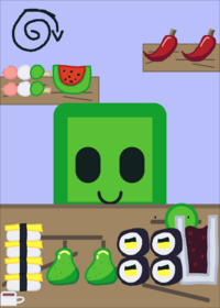 Green cube mukbang