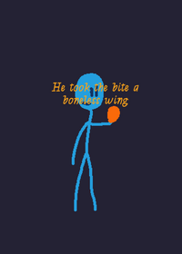 He took the bite a boneless wing