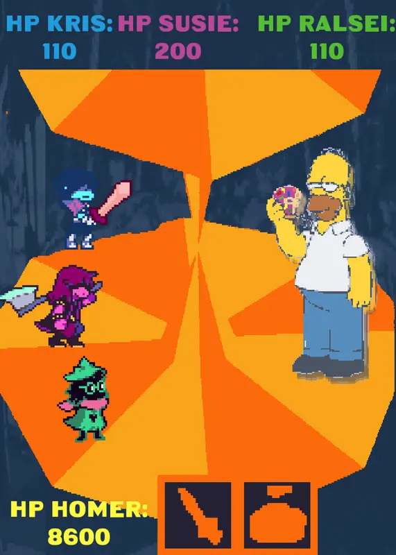 Homer Deltarune Jevil Battle by @Toby-Fox