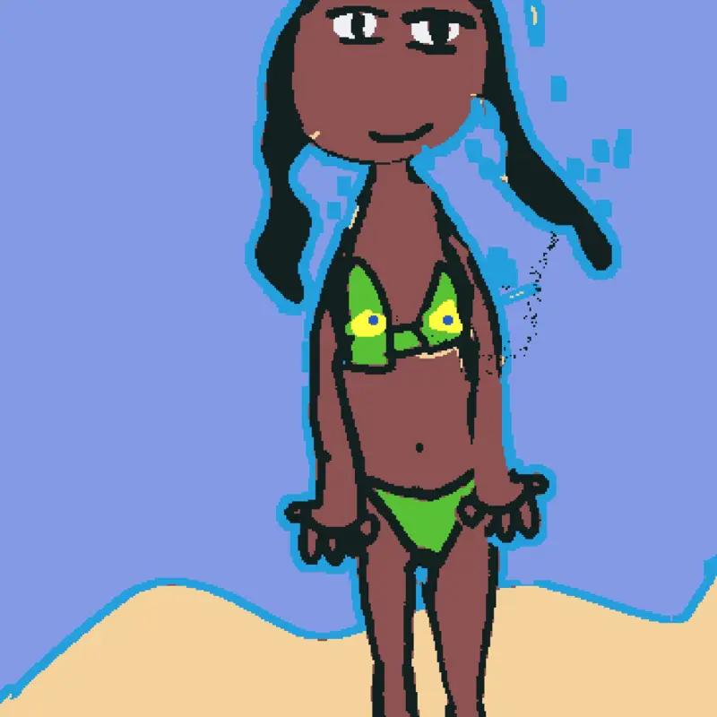 Drawing of a girl in the beach by @joseph1234567