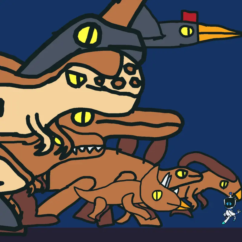 Astro vs dinosaurs by @jacobogt