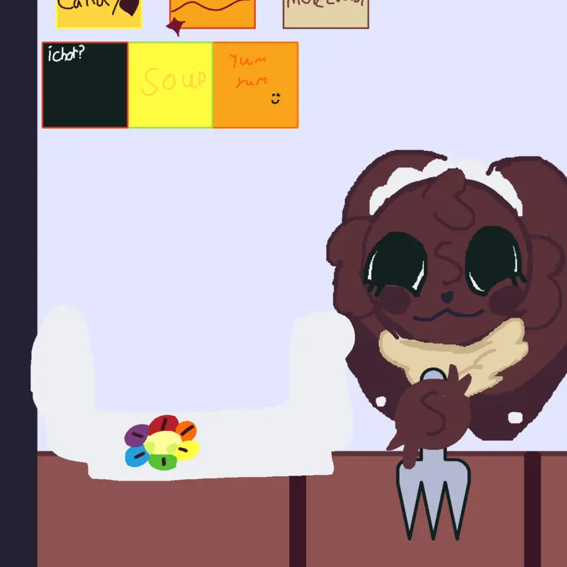 Cocoa eating “^_^” by @Sleepybug