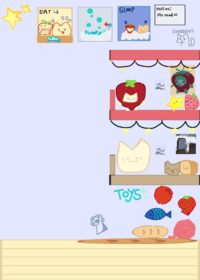 Take of strawberry cat and bread cat.
