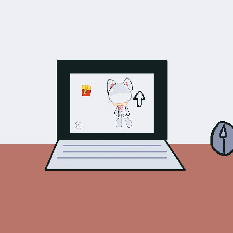 Playing on computer by @CreamieVanillia_
