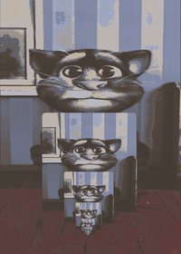 Talking Tom holding himself