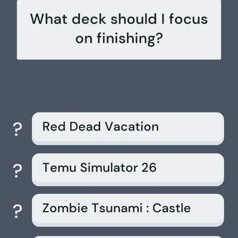 What deck should I finish first? by @TakeTwo_Interactive