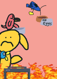 Tamagotchi tries to bake a cake