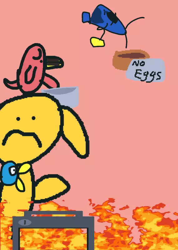 Tamagotchi tries to bake a cake by @kaieldagoy