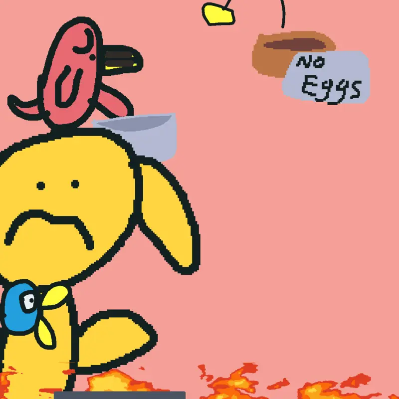 Tamagotchi tries to bake a cake by @kaieldagoy