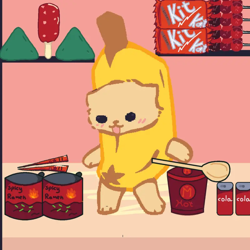 Banana cat mukbang by @Zennia