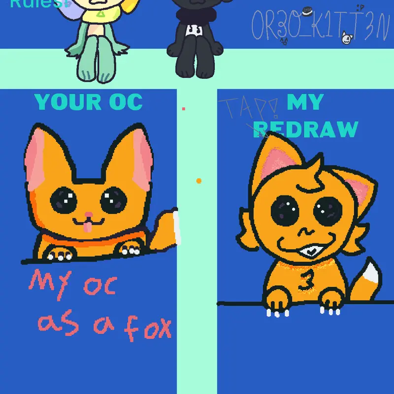 Redrawing your OCs by @0R3O_K1TT3N