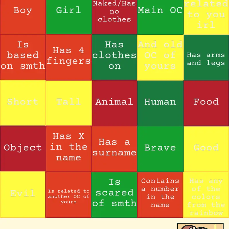 oc bingo by @just_a_cute_emoji
