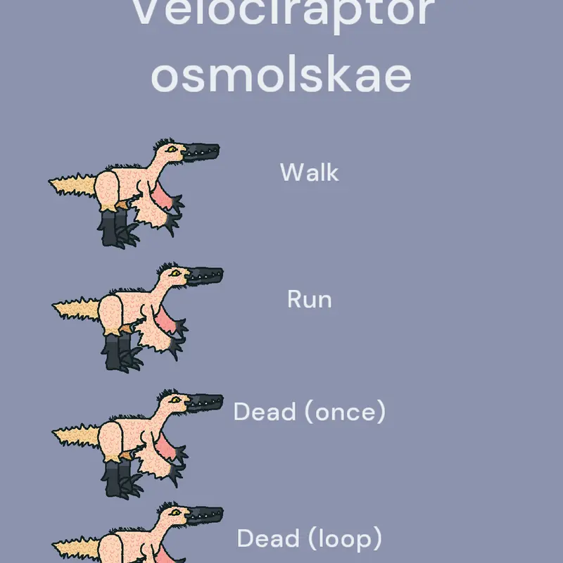 Velociraptor osmolskae animation by @godzilla-peluche2026