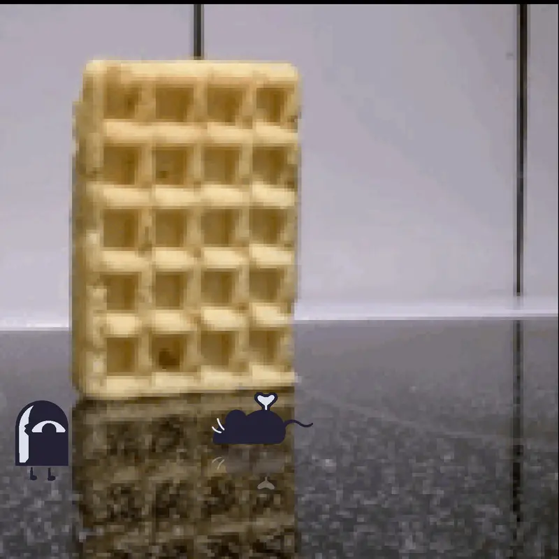 Creature gets smashed by waffle. by @CrazyCornCobs