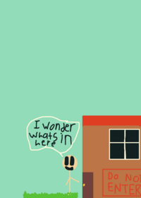 Episode 9 bald stick man opens a door and...