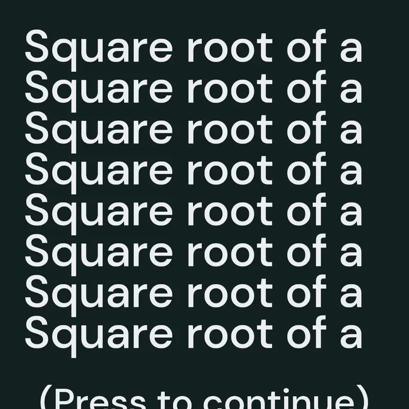 Square root of a by @buckminsterfullerene