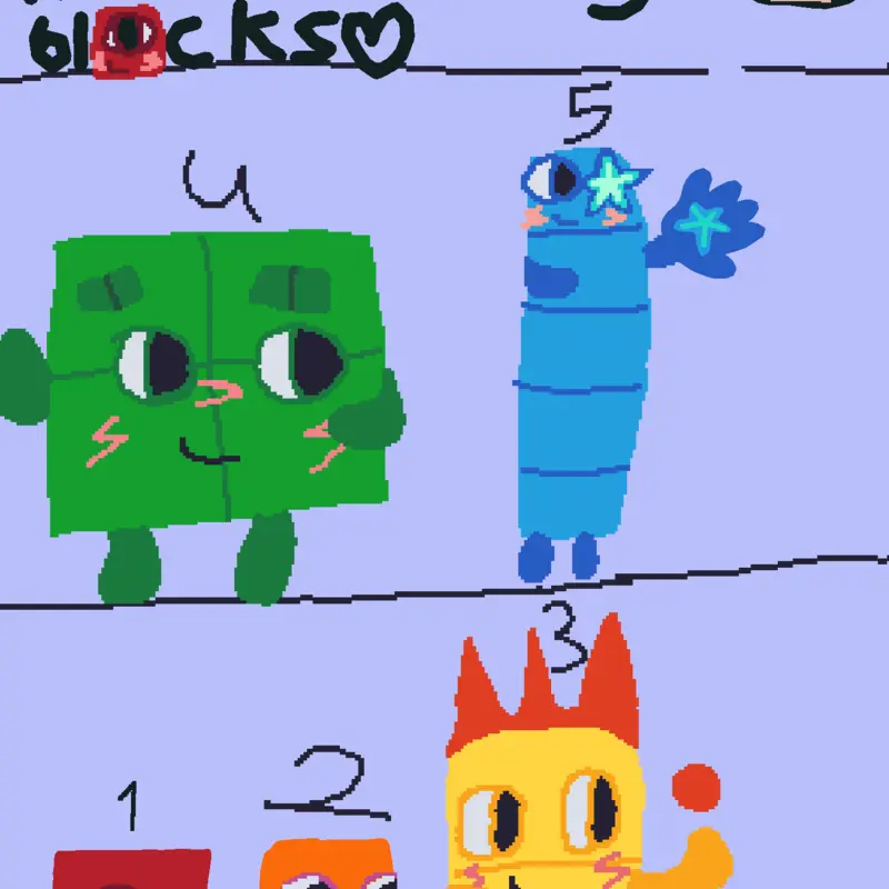ART: number block drawings! Wip: 1 to 5 by @cookie_kitty_4_life