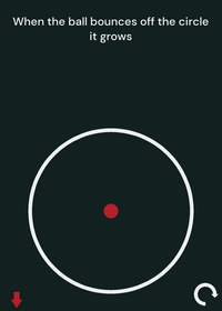 When the Ball bounces off the circle it grow