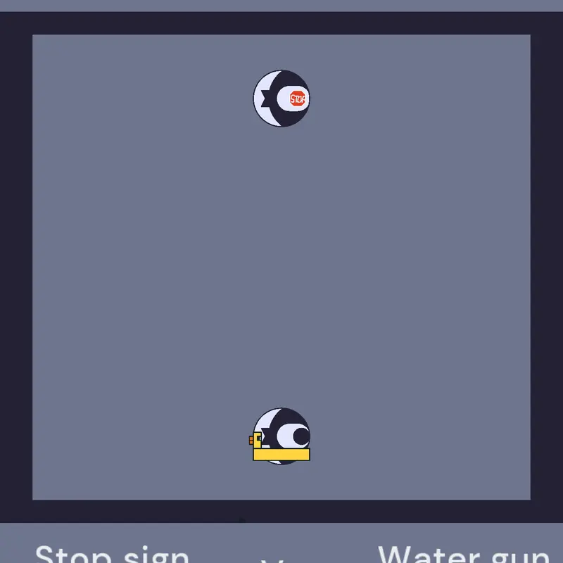 Stop sign character vs Watergun char. by @Chocolate05