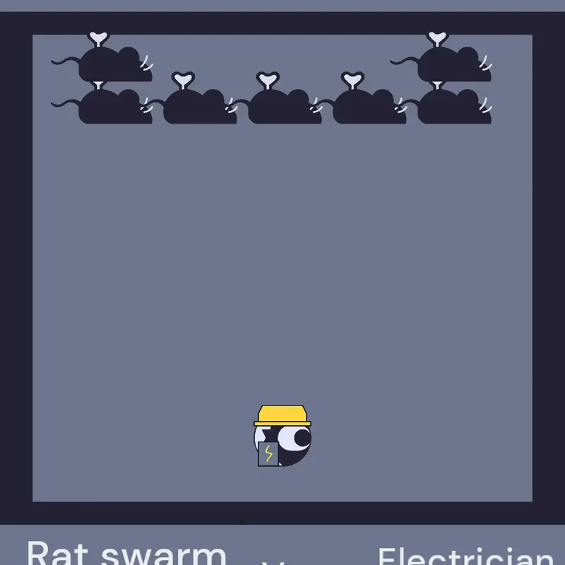 Electrician character vs Rat swarm by @Chocolate05