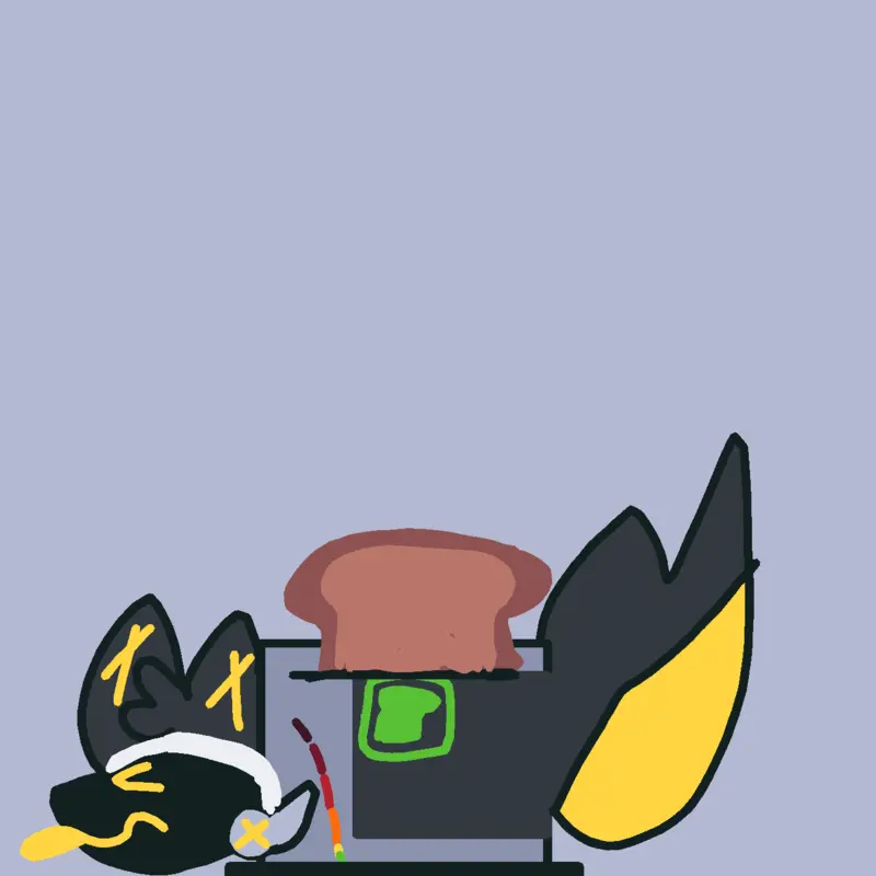 Toaster blepping by @ReemAlhantoobi