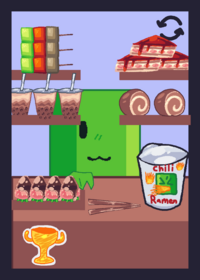 The green cube eats food!