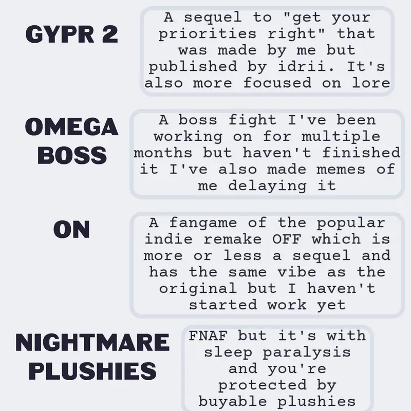 Games I'm working on by @scratrat