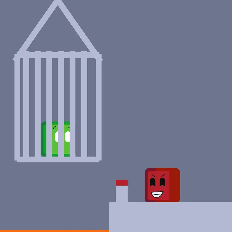The ending game but green cube is caged by @JelloMello_Games2025