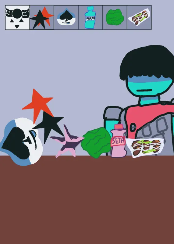 Deltarune kris feeding deck lol by @Gurt-Yo