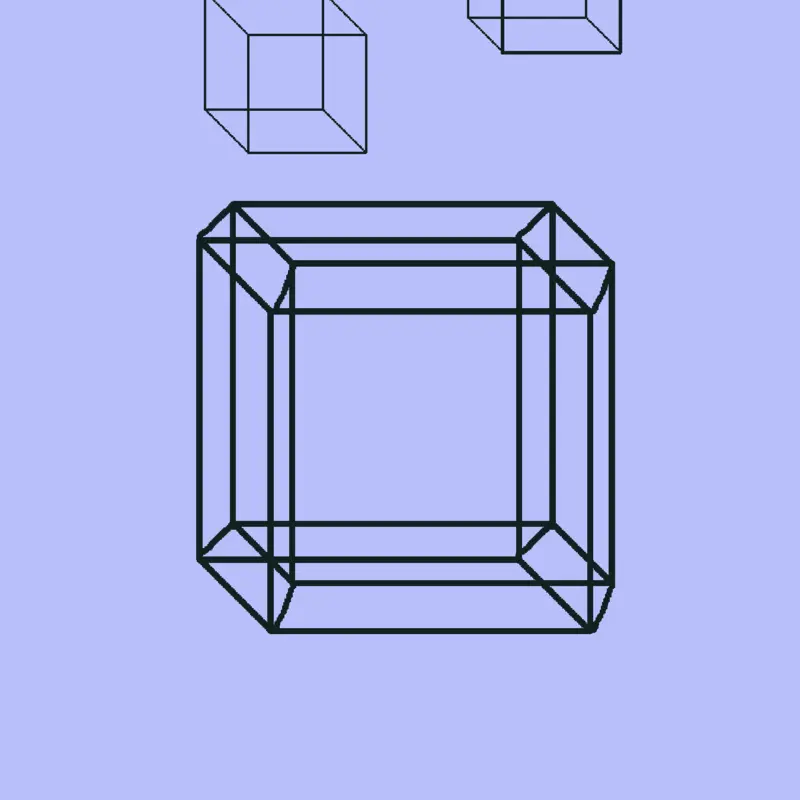 a true tesseract and a cube by @xyyz
