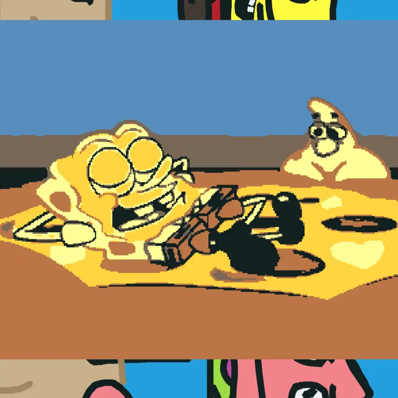 Spongebob's house became pineapple pizza by @artlesss