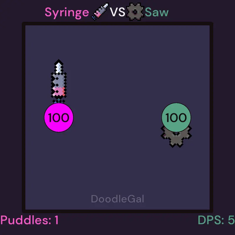 Syringe 💉 vs Saw ⚙️ by @DoodleGal