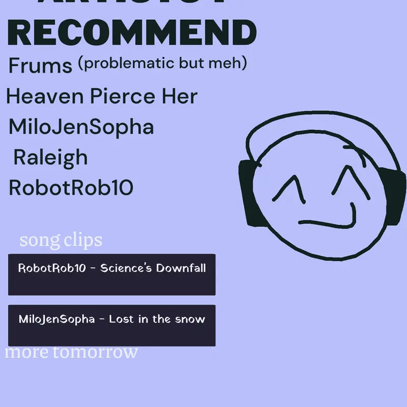 my recommended song artists. kinda weird by @snoball