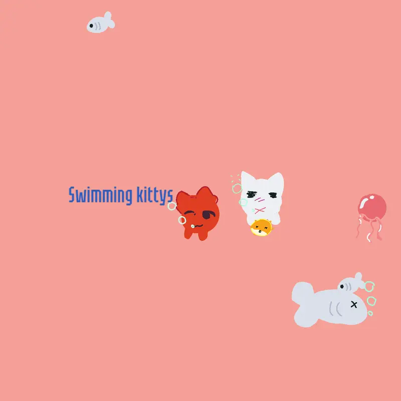Swimming kitty by @meoskarada