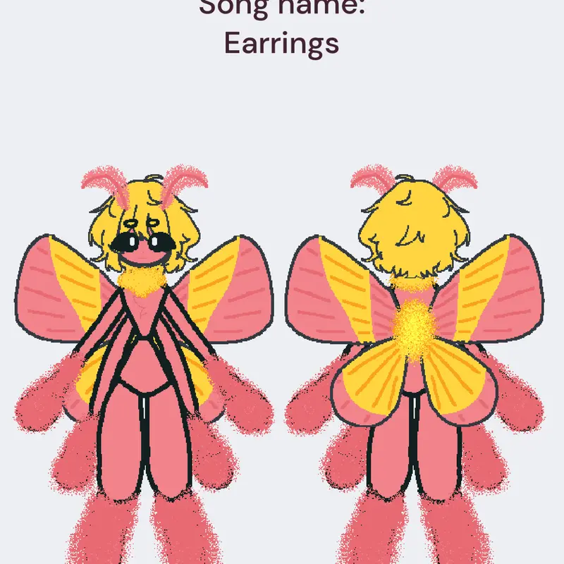 My oc! She is a rosy maple moth! by @Lux_pawz