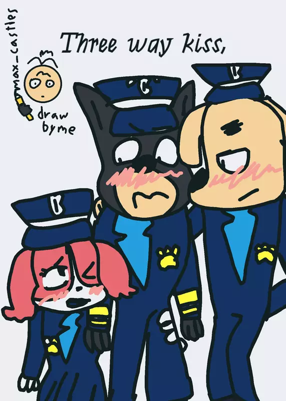 Three way kiss safety Sheriff labrador!! by @Maxxx_castlesss