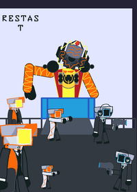 titan cameraman in a laboratory