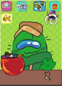 green eating its little friends