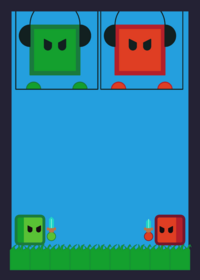 Red cube vs green cube battle