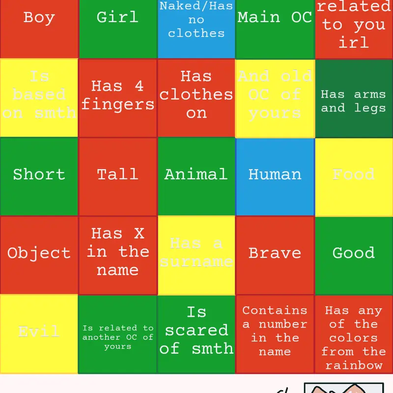 Oc bingo by @misteryfox