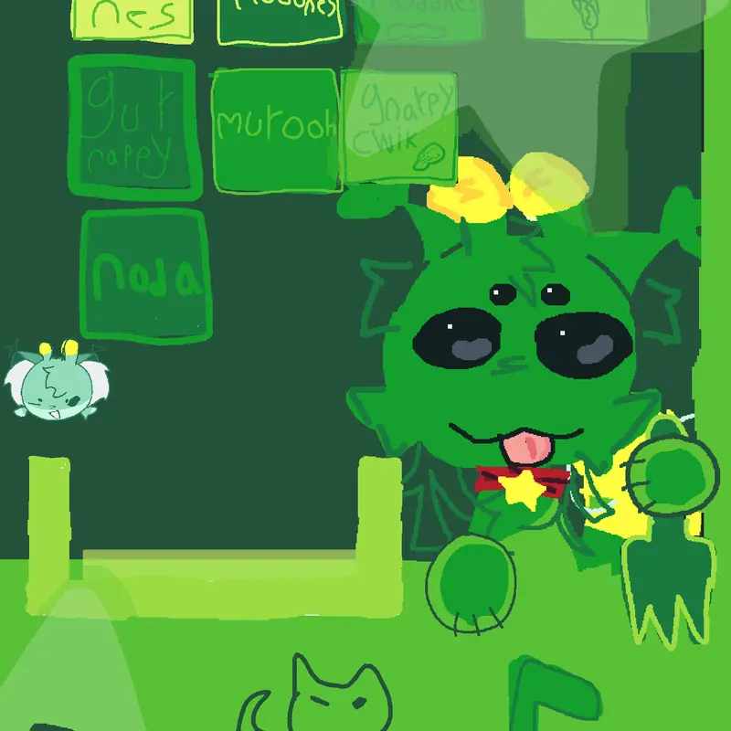 Alien cat Green mukbang!!! by @leiacatmeow