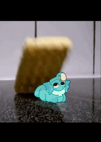Tiny fishbowl goober gets crushed by big...