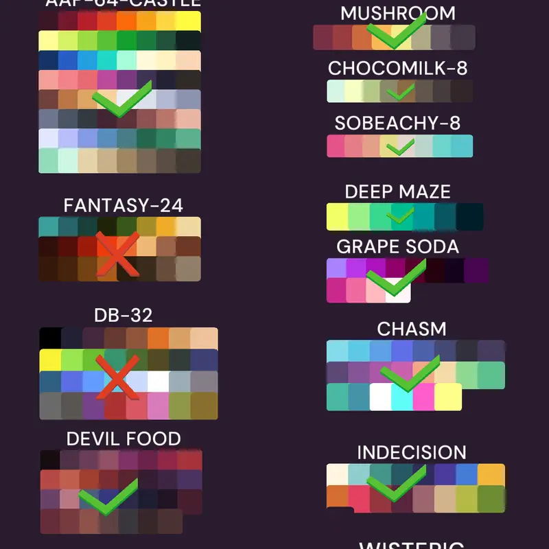 Palettes by @MihailKotovOnFancade