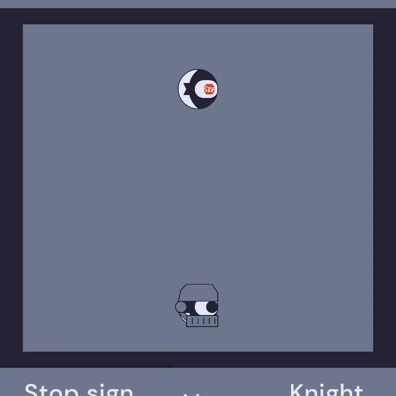 Stop sign character vs Knight character by @Chocolate05