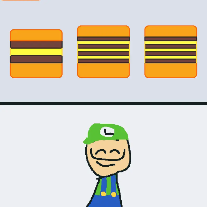 Luigi panics at burger cheese by @Luigishy