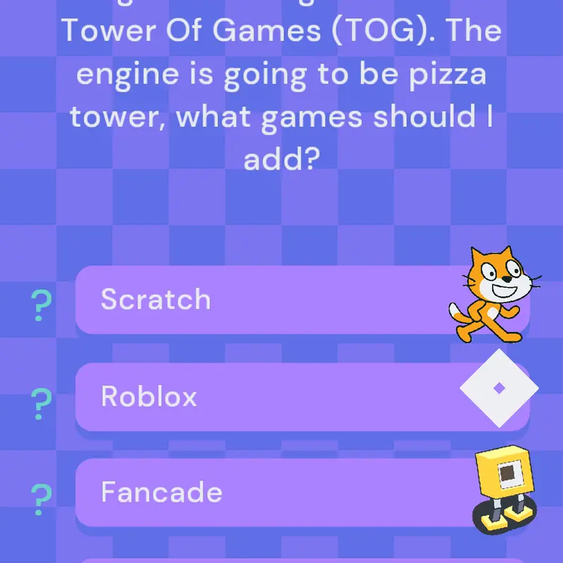 Tower Of Games (TOG) question by @EGG_N0G