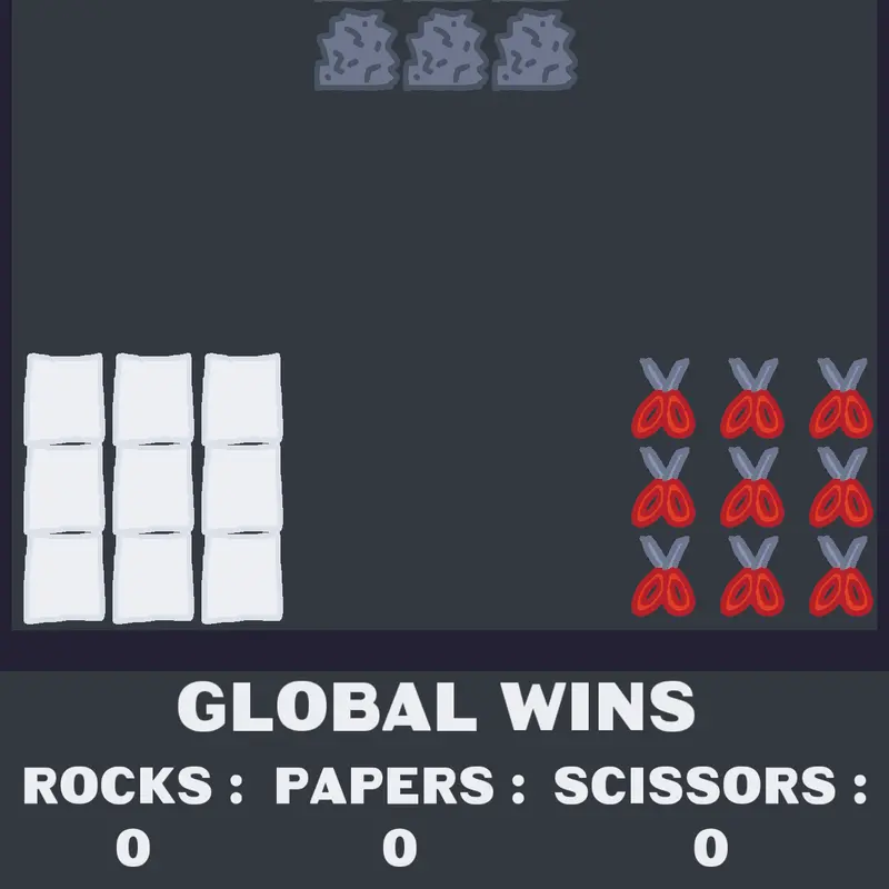Rock Paper Scissors Simulation by @KingEuggs