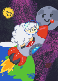 A sheep on a ship to the spaceship(idk what...