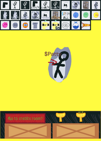 Beat up Stickman Tap the credits room to see...